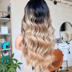 Unprocessed Virgin Hair 13x4 Lace Front Wig Middle Part Brazilian Hair Wavy Multi-color Wig 130% 150% Density with Baby Hair Ombre Hair Natural Hairline Glueless For Women Long Human Hair Lace Wig