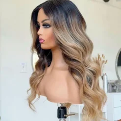 Unprocessed Virgin Hair 13x4 Lace Front Wig Middle Part Brazilian Hair Wavy Multi-color Wig 130% 150% Density with Baby Hair Ombre Hair Natural Hairline Glueless For Women Long Human Hair Lace Wig