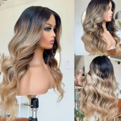 Unprocessed Virgin Hair 13x4 Lace Front Wig Middle Part Brazilian Hair Wavy Multi-color Wig 130% 150% Density with Baby Hair Ombre Hair Natural Hairline Glueless For Women Long Human Hair Lace Wig