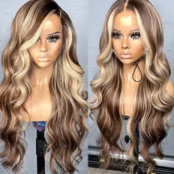 Unprocessed Virgin Hair 13x4 Lace Front Wig Layered Haircut Brazilian Hair Wavy Multi-color Wig 130% 150% Density with Baby Hair Ombre Hair Highlighted / Balayage Hair Glueless For Women Long Human
