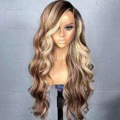 Unprocessed Virgin Hair 13x4 Lace Front Wig Layered Haircut Brazilian Hair Wavy Multi-color Wig 130% 150% Density with Baby Hair Ombre Hair Highlighted / Balayage Hair Glueless For Women Long Human