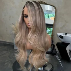 Unprocessed Virgin Hair 13x4 Lace Front Wig Side Part Brazilian Hair Wavy Blonde Multi-color Wig 130% 150% Density Ombre Hair Highlighted / Balayage Hair 100% Virgin Glueless Pre-Plucked For Women
