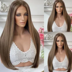Unprocessed Virgin Hair 5x5 Closure 13x4 Lace Front Wig Layered Haircut Brazilian Hair Straight Multi-color Wig 130% 150% Density Highlighted / Balayage Hair Natural Hairline 100% Virgin Glueless For