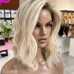 Unprocessed Virgin Hair 13x4 Lace Front Wig Short Bob Brazilian Hair Wavy Multi-color Wig 130% 150% Density with Baby Hair Ombre Hair Glueless Pre-Plucked For Women Short Human Hair Lace Wig