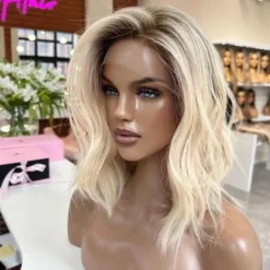 Unprocessed Virgin Hair 13x4 Lace Front Wig Short Bob Brazilian Hair Wavy Multi-color Wig 130% 150% Density with Baby Hair Ombre Hair Glueless Pre-Plucked For Women Short Human Hair Lace Wig