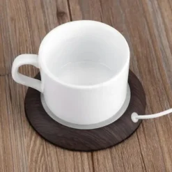 Up To 80 Celsius Degree Cup Warmer USB Coffee Mug Electric Heater Plate Desktop Wood Grain Cup Warmer Heat Beverage Mug Mat Tea Coffee Milk Heater Pad Coasters For Office & Home