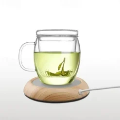 Up To 80 Celsius Degree Cup Warmer USB Coffee Mug Electric Heater Plate Desktop Wood Grain Cup Warmer Heat Beverage Mug Mat Tea Coffee Milk Heater Pad Coasters For Office & Home