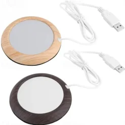 Up To 80 Celsius Degree Cup Warmer USB Coffee Mug Electric Heater Plate Desktop Wood Grain Cup Warmer Heat Beverage Mug Mat Tea Coffee Milk Heater Pad Coasters For Office & Home