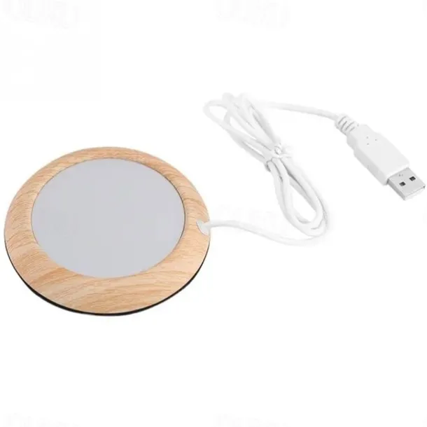 Up To 80 Celsius Degree Cup Warmer USB Coffee Mug Electric Heater Plate Desktop Wood Grain Cup Warmer Heat Beverage Mug Mat Tea Coffee Milk Heater Pad Coasters For Office & Home