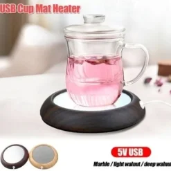 Up To 80 Celsius Degree Cup Warmer USB Coffee Mug Electric Heater Plate Desktop Wood Grain Cup Warmer Heat Beverage Mug Mat Tea Coffee Milk Heater Pad Coasters For Office & Home