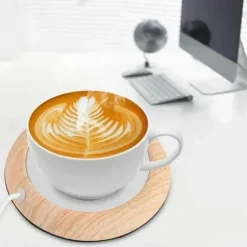 Up To 80 Celsius Degree Cup Warmer USB Coffee Mug Electric Heater Plate Desktop Wood Grain Cup Warmer Heat Beverage Mug Mat Tea Coffee Milk Heater Pad Coasters For Office & Home