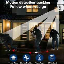 Upgraded Dual Lens 10XHybrid Zoom Light Bulb Security Camera WIFI 360 Auto Tracking Security Camera Color Night Vision Siren& Light Alarm PTZ IP Camera For Home Security