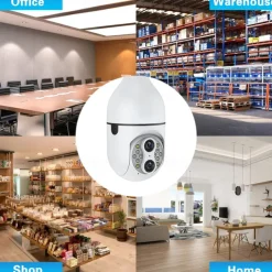 Upgraded Dual Lens 10XHybrid Zoom Light Bulb Security Camera WIFI 360 Auto Tracking Security Camera Color Night Vision Siren& Light Alarm PTZ IP Camera For Home Security