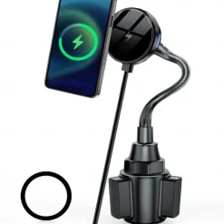 Upgraded for MagSafe Cup Holder Charger, MagSafe Car Mount Charger 15W Fast Charging with Adjustable Gooseneck for iPhone 16 15 14 13 12 Pro Max Plus Mini MagSafe Case