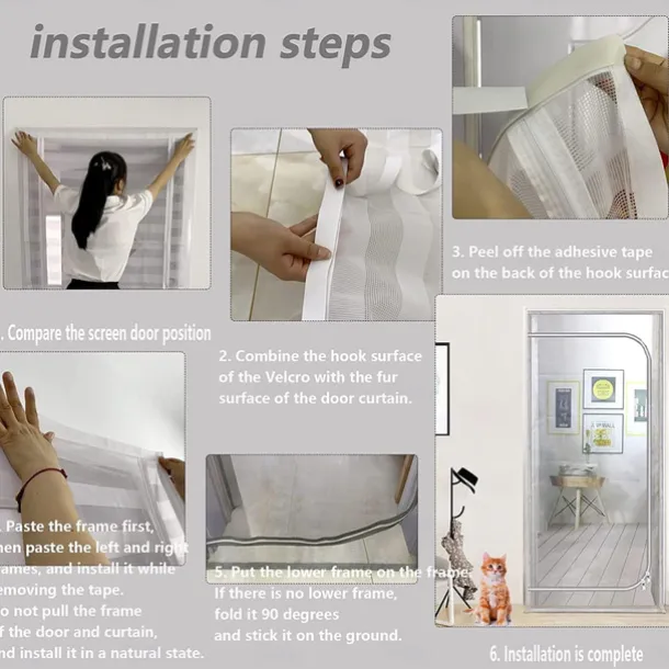 Upgraded Pet Screen Door,Nano-coated Cat Screen Door for Living Room,Anti-mosquito Anti-pet Screen Net with Zipper for Bedroom, Living Room, Kitchen