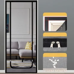 Upgraded Pet Screen Door,Nano-coated Cat Screen Door for Living Room,Anti-mosquito Anti-pet Screen Net with Zipper for Bedroom, Living Room, Kitchen