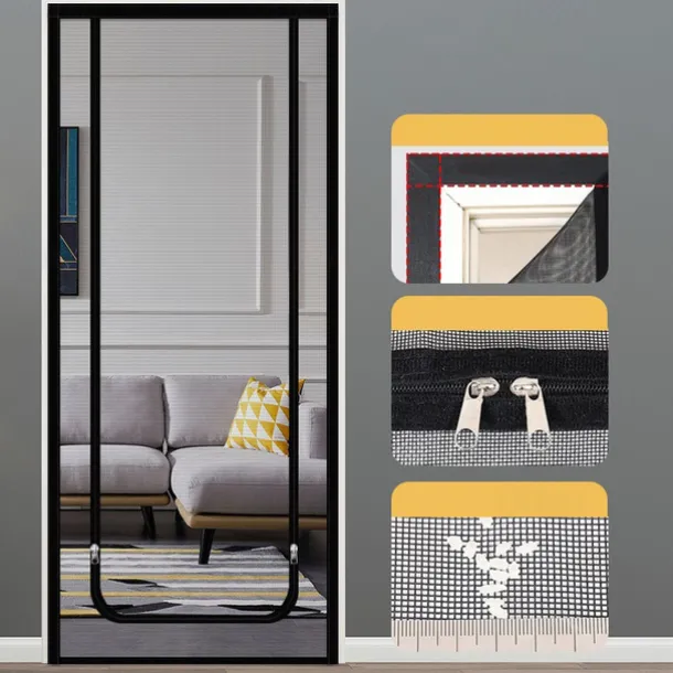 Upgraded Pet Screen Door,Nano-coated Cat Screen Door for Living Room,Anti-mosquito Anti-pet Screen Net with Zipper for Bedroom, Living Room, Kitchen