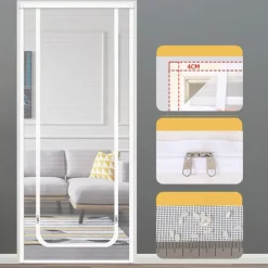 Upgraded Pet Screen Door,Nano-coated Cat Screen Door for Living Room,Anti-mosquito Anti-pet Screen Net with Zipper for Bedroom, Living Room, Kitchen