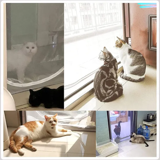 Upgraded Pet Screen Door,Nano-coated Cat Screen Door for Living Room,Anti-mosquito Anti-pet Screen Net with Zipper for Bedroom, Living Room, Kitchen