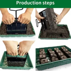 Upgraded Soil Blocker, Soil Block Maker with Comfortable Handel ABS 4 Cell Soil Blocking Tool for Seed Starting Germination