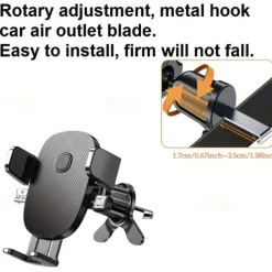 Upgraded Universal Car Phone Mount: 360° Rotation, Auto Clamping, Hands Free Cradle for All Smartphones