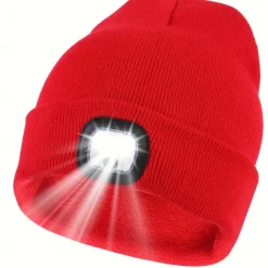 Upgraded USB Rechargeable LED Light-Up Winter Knit Cap - High Brightness, Long-Lasting Battery, 9 Colors (Black/Grey/Blue/Yellow/Orange/Pink/Green/Red/Navy) for Night Walking, Camping, Fishing