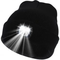 Upgraded USB Rechargeable LED Light-Up Winter Knit Cap - High Brightness, Long-Lasting Battery, 9 Colors (Black/Grey/Blue/Yellow/Orange/Pink/Green/Red/Navy) for Night Walking, Camping, Fishing