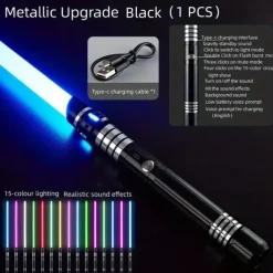 Upgraded Version Gravity Sensing LED Light Up Toys 15-color Metal Rechargeable Toy Party Glow Toys for Halloweenfor Gift for Boy&Girls