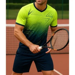 US Open Men's Graphic Sports Set Shirts & Shorts Tennis Set Two-piece Suit Short Sleeves Sweat-Wicking Moisture Wicking Breathable Tennis Golf Pickleball Blue Orange Green Tennis Clothing