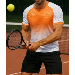 US Open Men's Graphic Sports Set Shirts & Shorts Tennis Set Two-piece Suit Short Sleeves Sweat-Wicking Moisture Wicking Breathable Tennis Golf Pickleball Blue Orange Green Tennis Clothing