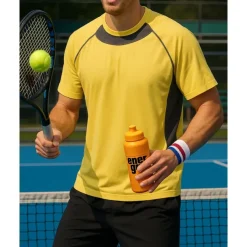 US Open Men's Patchwork Sport Shirt Tennis Shirt Tennis Tee Short Sleeves Sweat-Wicking Moisture Wicking Breathable Tennis Golf Pickleball Crew Neck Yellow Light Grey Purple Tennis Clothing