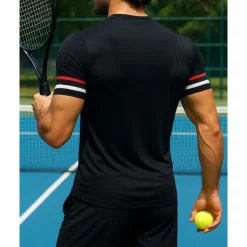 US Open Men's Patchwork Sport Shirt Tennis Shirt Tennis Tee Short Sleeves Sweat-Wicking Moisture Wicking Breathable Tennis Golf Pickleball Crew Neck Black Tennis Clothing
