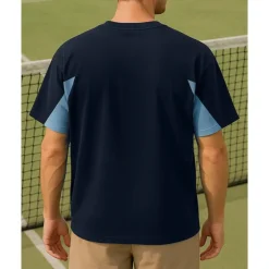 US Open Men's Patchwork Tennis Tee Short Sleeves Contrast Binding Sweat-Wicking Moisture Wicking Breathable Tennis Golf Pickleball Crew Neck Black+Blue Grey Tennis Clothing