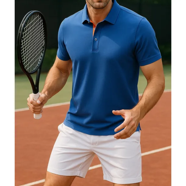 US Open Men's Solid Colored Sport Shirt Golf Polo Shirt Tennis Shirt Tennis Tee Short Sleeves Zipper Sweat-Wicking Moisture Wicking Breathable Tennis Golf Pickleball Polo Collar Dark Grey Black Blue