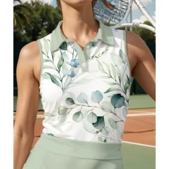 US Open Women's Floral Sport Shirt Sports Set Tennis Set Tennis Shirt 2 Pieces Sleeveless Print Breathable Tennis Golf Badminton Polo Collar Skirt Green Tennis Clothing