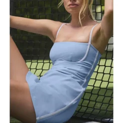 US Open Women's Patchwork Tennis Dress with Built in Shorts and Bra Sports Dress Sleeveless Contrast Binding Breathable Tennis Pickleball Strap Dress Black Yellow Dark Navy Tennis Clothing