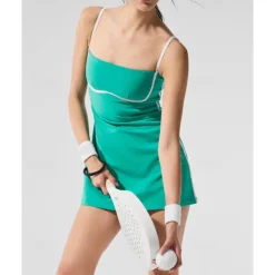 US Open Women's Patchwork Tennis Dress with Built in Shorts and Bra Sports Dress Sleeveless Contrast Binding Breathable Tennis Pickleball Strap Dress Black Yellow Dark Navy Tennis Clothing