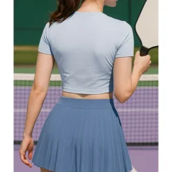 US Open Women's Patchwork Tennis Top Short Sleeve Ruched Knot Front Quick Dry Breathable Tennis Pickleball Running V Neck Top Black White Pink Tennis Clothing