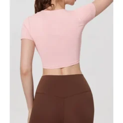 US Open Women's Patchwork Tennis Top Short Sleeve Ruched Knot Front Quick Dry Breathable Tennis Pickleball Running V Neck Top Black White Pink Tennis Clothing