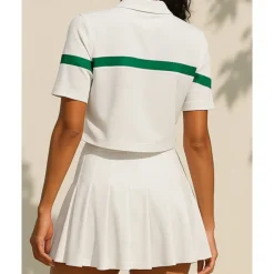 US Open Women's Patchwork Sport Shirt Golf Polo Shirt Tennis Top Short Sleeve Contrast Binding Quick Dry Breathable Tennis Pickleball Polo Collar White Spandex Tennis Clothing