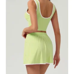 US Open Women's Patchwork Tennis Skirts with Shorts Tennis Top 1 set Sleeveless Drawstring Contrast Binding Breathable Tennis Golf Pickleball V Neck White Pink Dark Navy Tennis Clothing