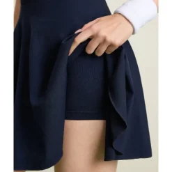 US Open Women's Patchwork Tennis Dress with Built in Shorts and Bra Sports Dress Sleeveless Pleated Breathable Tennis Golf Pickleball V Neck Open Back Dark Navy Tennis Clothing