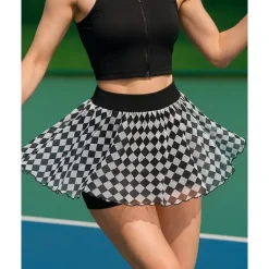 US Open Women's Plaid / Check Tennis Skirts with Shorts Contrast Mesh Breathable Tennis Pickleball White Pink Green Tennis Clothing