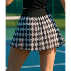 US Open Women's Plaid / Check Tennis Skirts with Shorts Contrast Mesh Breathable Tennis Pickleball White Pink Green Tennis Clothing