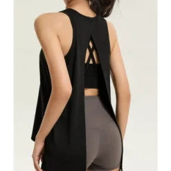 US Open Women's Solid Colored Workout Tank Top Sport Shirt Sports Tank Top Tank Top Sleeveless Quick Dry Breathable Tennis Golf Pickleball Crew Neck Open Back Dark Pink Black White Tennis Clothing