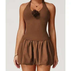 US Open Women's Solid Colored Tank Top Tennis Skirts with Shorts Sleeveless Pleated Quick Dry Breathable Tennis Pickleball Running Halter Neck Black White Blue Tennis Clothing