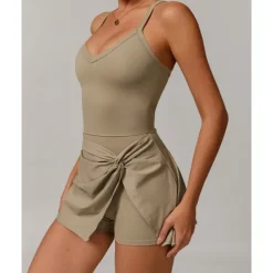 US Open Women's Solid Colored Tennis Dress with Built in Shorts and Bra Sports Dress 1PC Sleeveless Knot Front Backless Breathable Tennis Pickleball Strap Dress Black Dark Navy Purple Tennis Clothing