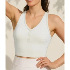 US Open Women's Solid Colored Tennis Bra Sleeveless Buttons Breathable Tennis Pickleball Yoga V Neck Crisscross Back Black Pink Cream Tennis Clothing