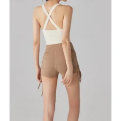 US Open Women's Solid Colored Tennis Bra Sleeveless Buttons Breathable Tennis Pickleball Yoga V Neck Crisscross Back Black Pink Cream Tennis Clothing