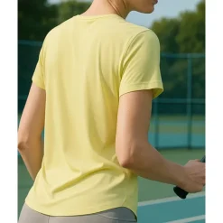 US Open Women's Solid Colored Tennis Tee Short Sleeve Split Quick Dry Breathable Tennis Pickleball Yoga Round Neck Top Yellow Pink Blue Tennis Clothing
